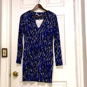 Brand New Diane Von Furstenburg Blue Printed Dress